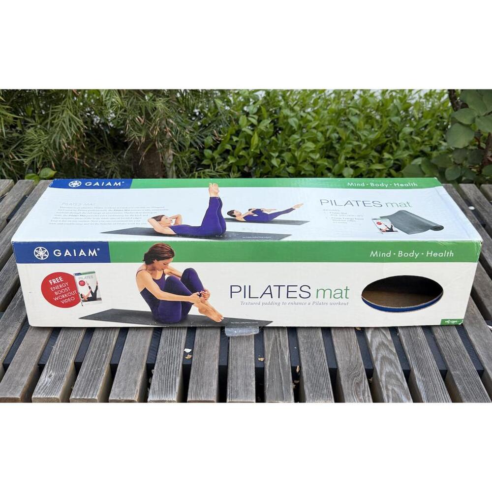 GAIAM Pilates Mat with Bonus DVD - Textured Black Foam